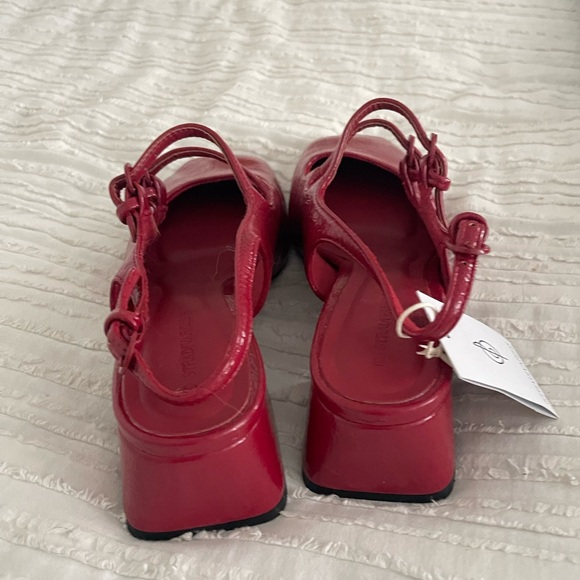 Stradivarius Cherry Red Patent Leather Heeled Mary Jane - Picture 7 of 10